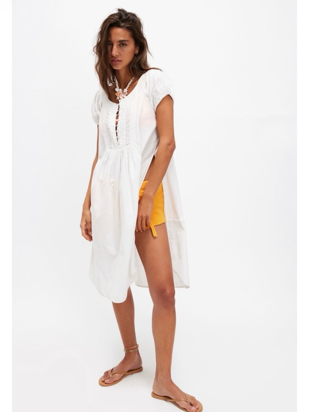 Free People WE THE FREE Fayre Midi Top Cotton Linen Tunic Coverup Medium
